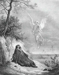 Ангел приности пищу пророку Илии. Иллюстрация Доре